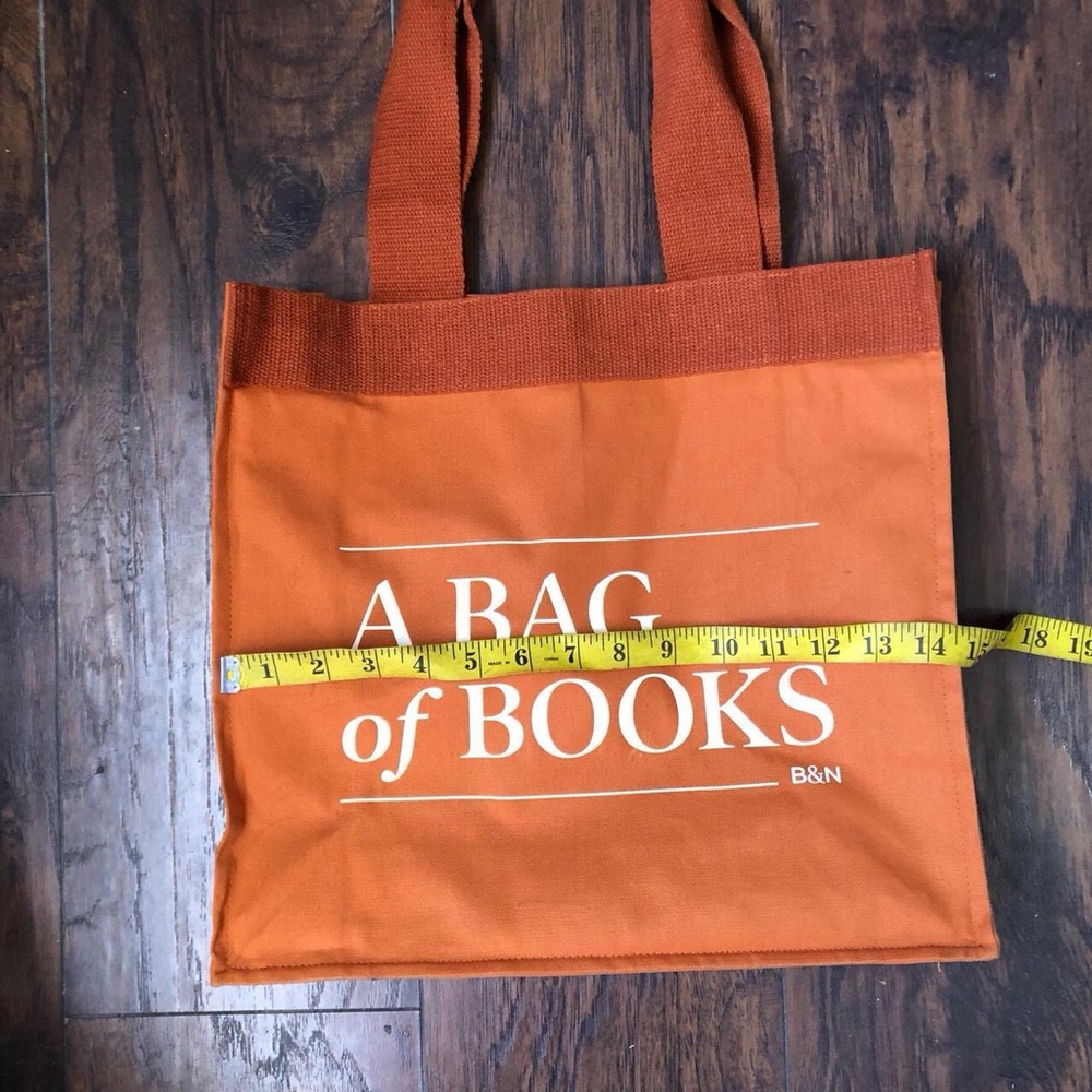 Barnes & Noble A Bag of Books Tote Bag Orange Canvas B&N Bookstore Bag - Picture 3 of 5